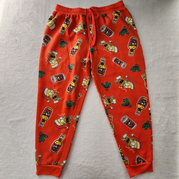 The Simpsons Other - The Simpsons Duff Beer Track Pants Mens XL Orange Christmas Homer Jogger Holiday